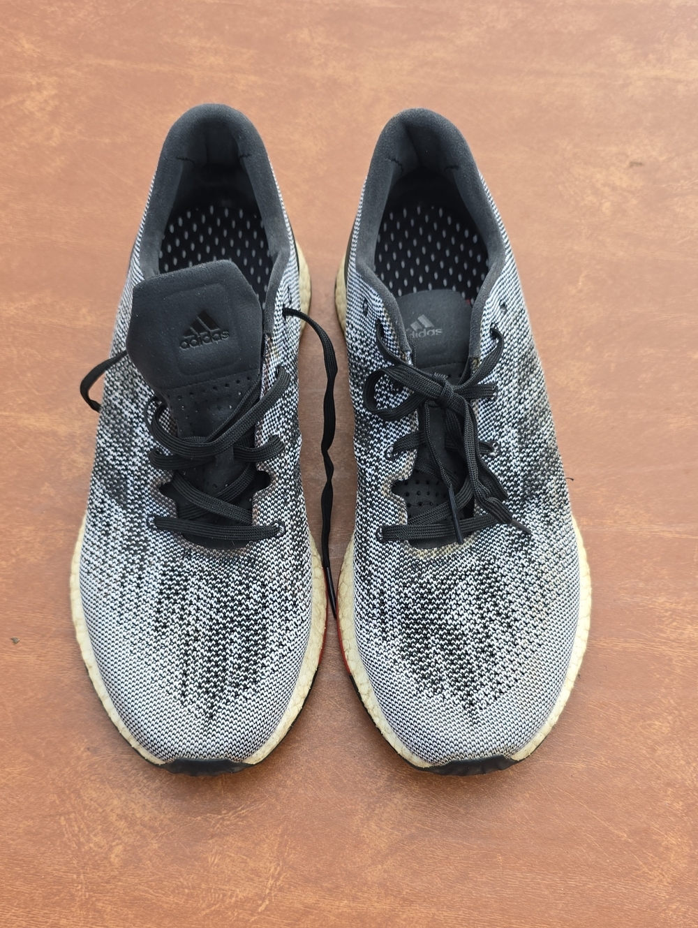 adidas Men's Black and White Knit Running Sneakers